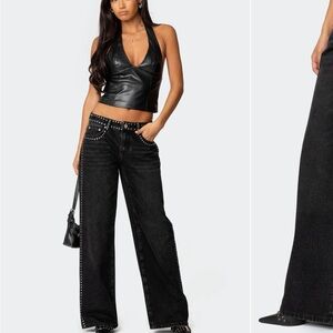 Edikted Black Straight Leg Jeans